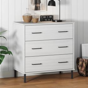 Sideboard White Solid Pine Wood, Metal Medium Sideboard