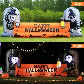 12FT Halloween Inflatables Decoration Giant Ghost With 3-Colored Flame Rotation LED Light Spooky Halloween Decorations Outdoor Blow Up Yard Decor (Option: B0C65GPJFY)