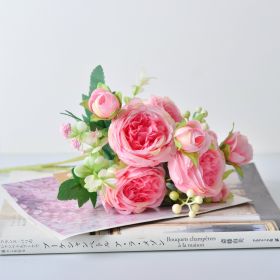 Korean Hand Holding Flowers, Wedding Bouquet, Home Bouquet (Option: Dark Pink)