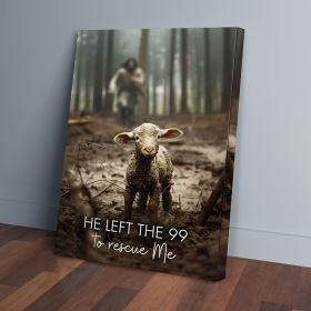 1 Piece Canvas Painting With Wood Frame, Ready To Hang, He Left 99 Sheep To Save Me, Man And Lost Sheep, Christian Wall Art, Framed Mural Print, (Option: 36X24inch)