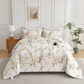 2pcs Duvet Cover Set Twin Duvet Coverx1 Pillowcasex1 Extremely Diverse Styles (Option: Marble White)