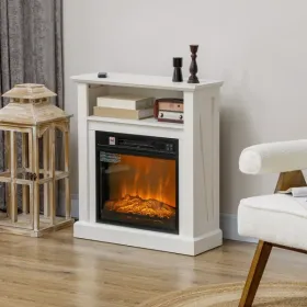 27" Electric Fireplace With Mantel Surround, 1400W Replaceable Fireplace Insert Heater With Realistic Log And Flame Effect, Remote Control, Frees (Option: defaulttitle)