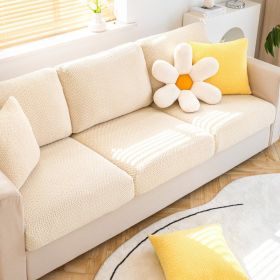Shake fleece sofa cover, all inclusive universal cover, lazy elastic sofa cover, all season universal anti cat scratch sofa cover (Color: Jingmi Beige, size: Backrest M)