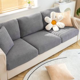 Shake fleece sofa cover, all inclusive universal cover, lazy elastic sofa cover, all season universal anti cat scratch sofa cover (Color: Jingmi Light Grey, size: S)