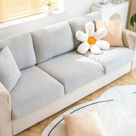 Shake fleece sofa cover, all inclusive universal cover, lazy elastic sofa cover, all season universal anti cat scratch sofa cover (Color: Jingmi Grey White, size: M)