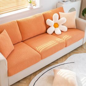 Shake fleece sofa cover, all inclusive universal cover, lazy elastic sofa cover, all season universal anti cat scratch sofa cover (Color: Jingmi Orange, size: XL)