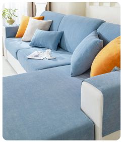 Chenille sofa cover, all season universal elastic full package, 2024 new dust-proof cat scratch herringbone pattern sofa cover (Color: Seaport Blue, size: Pillow cover 45 * 45cm)