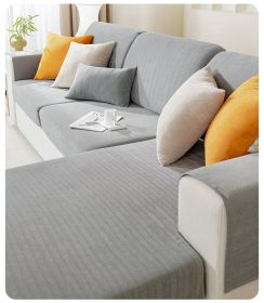 Chenille sofa cover, all season universal elastic full package, 2024 new dust-proof cat scratch herringbone pattern sofa cover (Color: Gentleman Grey, size: Add four more people)