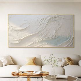 Hand Painted Oil Painting Original White Beach Oil Painting on Canvas Abstract Custom Painting Large Minimalist Art Modern Living room Wall Decor (Style: 01, size: 70x140cm)
