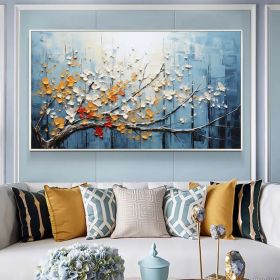 Abstract Blossom Tree Oil Painting on Canvas, Large Wall Art,Original Minimalist Floral Landscape Art Custom Painting Living Room Home Decor (Style: 01, size: 120x240cm)
