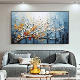 Abstract Blossom Tree Oil Painting on Canvas, Large Wall Art,Original Minimalist Floral Landscape Art Custom Painting Living Room Home Decor (Style: 01, size: 60x120cm)
