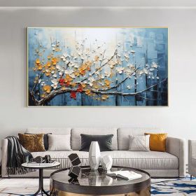 Abstract Blossom Tree Oil Painting on Canvas, Large Wall Art,Original Minimalist Floral Landscape Art Custom Painting Living Room Home Decor (Style: 01, size: 70x140cm)