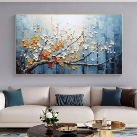 Abstract Blossom Tree Oil Painting on Canvas, Large Wall Art,Original Minimalist Floral Landscape Art Custom Painting Living Room Home Decor (Style: 01, size: 100x200cm)