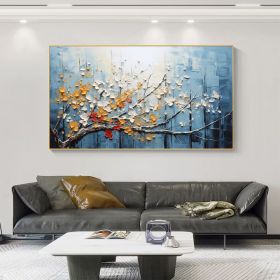 Abstract Blossom Tree Oil Painting on Canvas, Large Wall Art,Original Minimalist Floral Landscape Art Custom Painting Living Room Home Decor (Style: 01, size: 80x160cm)