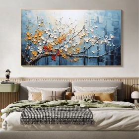 Abstract Blossom Tree Oil Painting on Canvas, Large Wall Art,Original Minimalist Floral Landscape Art Custom Painting Living Room Home Decor (Style: 01, size: 40x80cm)