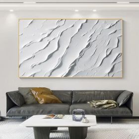 Abstract Ocean Wave Oil Painting on Canvas Large Wall Art Original Beach Painting Minimalist White Decor Custom Painting Living Room Art (Style: 01, size: 100x200cm)