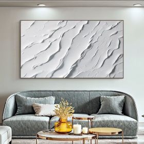 Abstract Ocean Wave Oil Painting on Canvas Large Wall Art Original Beach Painting Minimalist White Decor Custom Painting Living Room Art (Style: 01, size: 60x120cm)