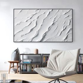 Abstract Ocean Wave Oil Painting on Canvas Large Wall Art Original Beach Painting Minimalist White Decor Custom Painting Living Room Art (Style: 01, size: 80x160cm)