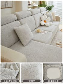 1 PC Jacquard Velvet Elastic Leather Sofa Cover, Simple All Inclusive Universal Set, All Season Universal Type (Color: Light Gray, size: 4-person seat)