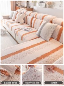 1 Pc Pick Up Striped Jacquard Elastic Sofa Cover, All Inclusive Universal Set, Four Season Anti Cat Scratch Sofa Cover, Universal Sofa Hat (Color: Orange, size: 2-person seat)