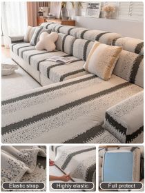 1 Pc Pick Up Striped Jacquard Elastic Sofa Cover, All Inclusive Universal Set, Four Season Anti Cat Scratch Sofa Cover, Universal Sofa Hat (Color: Dark Gray, size: Pillow cover)