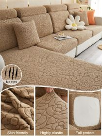 1pc Sofa Universal Cover, Universal Elastic Cover, All Inclusive Sofa Cushion, Lazy Cushion, All Season Cushion, Sofa Cover, Hood Towel (Color: Brown, size: 3-seater seat)