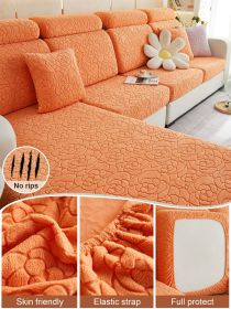 1pc Sofa Universal Cover, Universal Elastic Cover, All Inclusive Sofa Cushion, Lazy Cushion, All Season Cushion, Sofa Cover, Hood Towel (Color: Orange, size: L-shaped sofa)