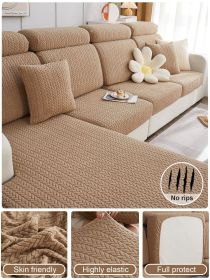 1 Pc Jacquard Velvet Lazy Sofa Cover All Inclusive Universal Set All Season Universal Anti Cat Scratch Sofa Cover Dust Cover Cloth Towel (Color: Brown, size: Single seat)