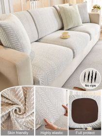 1 PC Herringbone Pattern Chenille Sofa Cover, All Season Universal Sofa Cushion, Non Slip Sofa Cover Cloth (Color: Light Gray, size: 4-person seat)