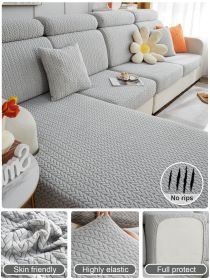 1 Pc Jacquard Velvet Lazy Sofa Cover All Inclusive Universal Set All Season Universal Anti Cat Scratch Sofa Cover Dust Cover Cloth Towel (Color: Light Gray, size: Single seat)