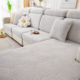 1 Pc Jacquard Velvet Elastic Sofa Cover, All Inclusive Universal Set, Anti Cat Scratch Hat, All Season Universal Anti Slip Seat Cushion (Color: Light Gray, size: 3-seater seat)