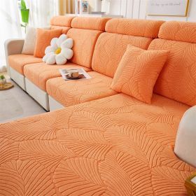 1 Pc Jacquard Velvet Elastic Sofa Cover, All Inclusive Universal Set, Anti Cat Scratch Hat, All Season Universal Anti Slip Seat Cushion (Color: Orange, size: 4-person seat)