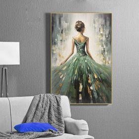 Hand Painted Abstract Beautiful Girl Oil Painting On Canvas Large Wall Art Original Dancer Art Green Wall Art Custom Painting Minimalist Living R (Style: 01, size: 50x70cm)