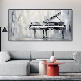 Hand Painted Large Original Piano Oil Painting Abstract High Quality Grey Wall Art Contemporary Artwork Modern Texture Living Room Deco Customiza (Style: 01, size: 60x120cm)