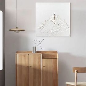 Thick Textured White Mountain Artwork Original Square Wall Art Hand-Painted Palette Knife Artwork Minimalist Wall Art for Living Room (Style: 01, size: 60x60cm)
