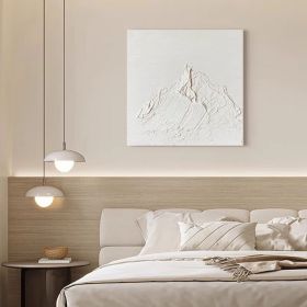 Thick Textured White Mountain Artwork Original Square Wall Art Hand-Painted Palette Knife Artwork Minimalist Wall Art for Living Room (Style: 01, size: 80x80cm)