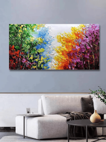 Blue Green Red Yellow Purple Tree Original Art Custom Abstract Modern Wall Art Extra Large Handmade Painting on Canvas Home Decor Art (Style: 01, size: 60x120cm)