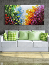 Blue Green Red Yellow Purple Tree Original Art Custom Abstract Modern Wall Art Extra Large Handmade Painting on Canvas Home Decor Art (Style: 01, size: 70x140cm)