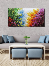 Blue Green Red Yellow Purple Tree Original Art Custom Abstract Modern Wall Art Extra Large Handmade Painting on Canvas Home Decor Art (Style: 01, size: 100x200cm)