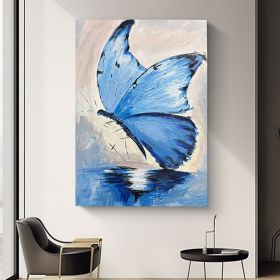 Hand Painted Custom Butterfly Oil Painting On Canvas Original Abstract White And Blue Painting Butterfly Art Minimalist Wall Art Texture Art (Style: 01, size: 120x160cm)