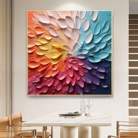 Hand Painted Original Textured Flower Oil Painting On Canvas Large Wall Art Abstract Minimalist Art Custom Painting Colorful Wall Art Decor Livin (Style: 01, size: 120x120cm)