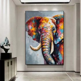 Hand Painted Animal Painting Boho Wall Decor Colorful Elephant Oil Painting On Canvas Animal Painting Art Large Wall Art Original Painting Textur (Style: 01, size: 50x70cm)