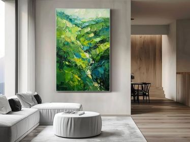 Abstract Mountain Wall Art Oil Painting on Canvas Original 3d Texture Wall Art Living Room Wall Art Original Green Wall Art Custom Painting (Style: 01, size: 140x210cm)