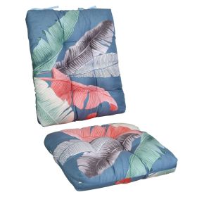 2Pcs/Set 1Pc Back Cushion and 1Pc Seat Cushion Rocking Chair Cushion Upper And Lower Back And Seat Sets (Craftsmanship: Upgraded Version, Type: Blue_ColorLeaf)