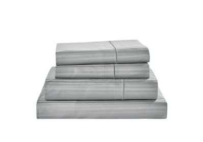 Kathy Ireland 500 Thread Count Damask Stripe Sheet Set (Color: Grey, size: King)