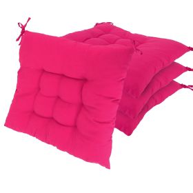 4Pcs Chair Cushion Pads Pillow 17.72x17.72x2.37in Soft Tie On Square Sitting Mats For Home Office Car Sitting Travel (Option: Pro-Rose Red)
